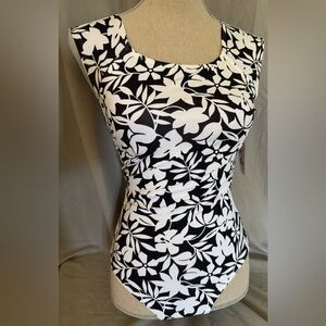 Black and White Floral bathing suit
